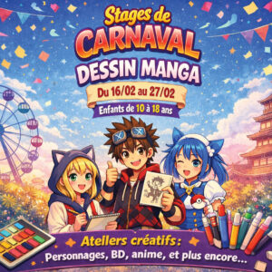 Stage - Dessin manga Carnaval</br>16 au 27 février 2026 de 13h à 16h